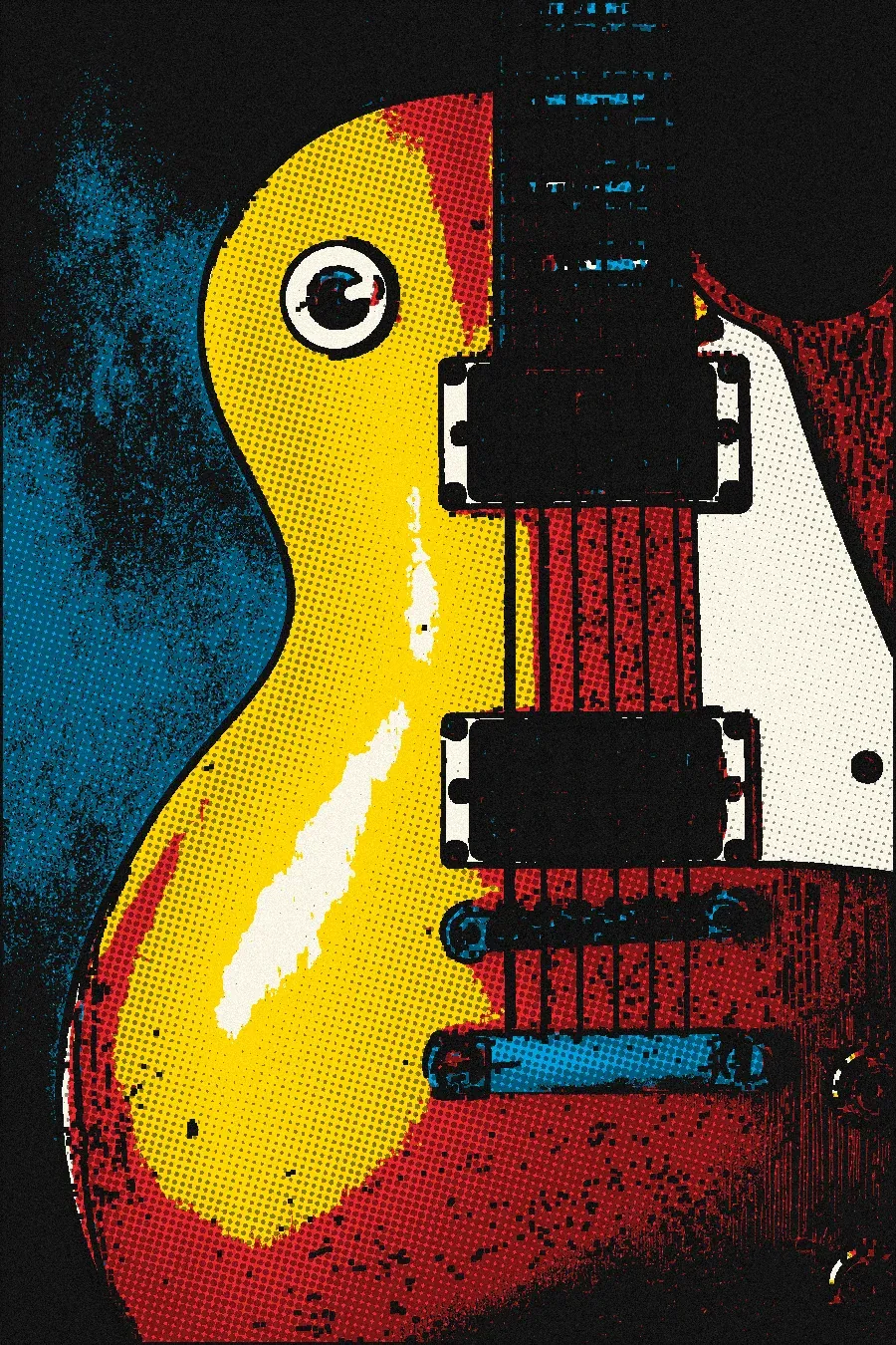 Electric guitar in pop-art dots